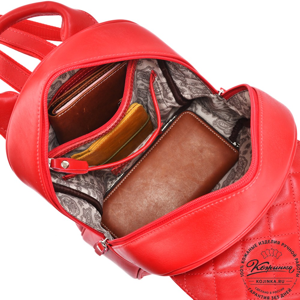 Женский кожаный рюкзак "Гермиона" (красный)